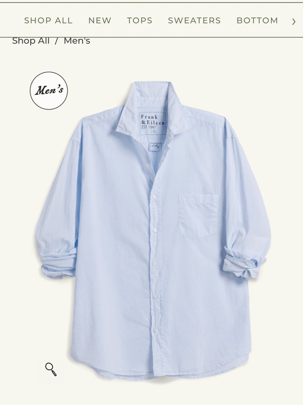 Frank & Eileen “Luke” Men’s Button-Up Shirt — Shirting Blue, large